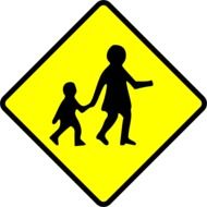 yellow road sign for safe road crossing