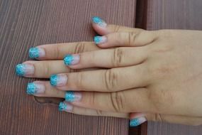 blue manicure