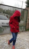 girl in red coat