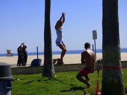 jumping up young adult