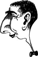 Black and white portrait with the man with the large nose clipart