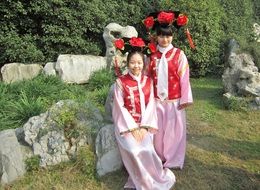 Chinese girls in national costumes