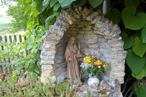 Holy statue is in the garden