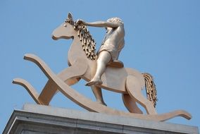 statue of the child on a rocking horse in the Trafalgar Square