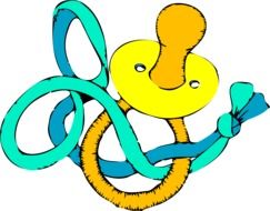 yellow pacifier with blue ribbon, illustration