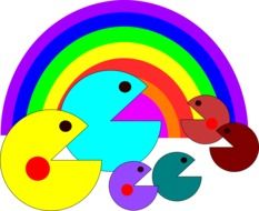 pac man and rainbow drawing