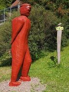 red man figure, wood carving
