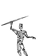 drawing of a man with a spear