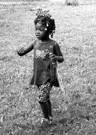 Black and white photo of an african little girl