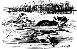 Clipart of alice and rat swimming