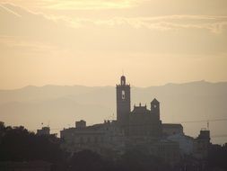 Photo of the bell tower at dusk in Llagostera