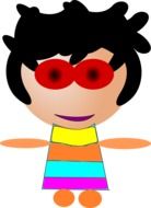 cartoon girl in red glasses