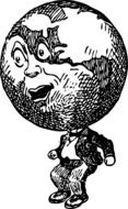 a person with a globe face drawing