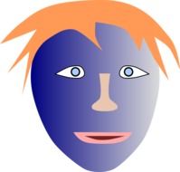 Picture of blue face with orange hair