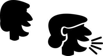 talking and shouting faces, black silhouettes