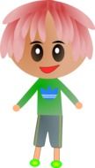 drawn boy with pink hair