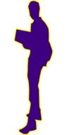 purple silhouette of a man with a book