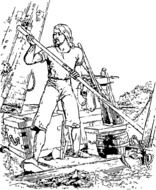 robinson crusoe on island, illustration to novel