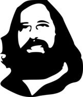 bearded man face, stallman, illustration