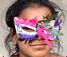 mask of colored feathers