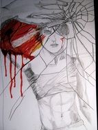 creative image of a man through broken glass