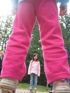 Girl in a pink jeans