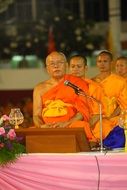 buddhists monks in robes orange, thailand, bangkok
