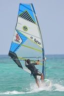 man engaged in windsurfing, Fuerteventura island
