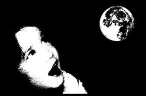 face image of a girl and the moon