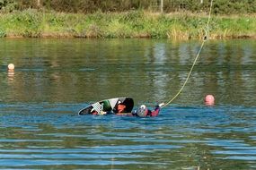 wakeboard floating in water