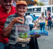 man selling parrots
