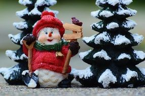 snow man and trees