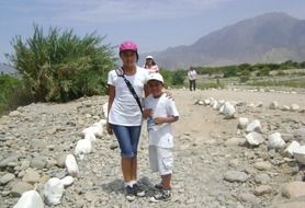 girl with a child as tourists