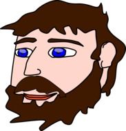 face drawing of a man with a beard and blue eyes
