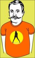 portrait of cartoon character with mustache
