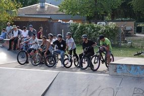 Start of competition on bikes