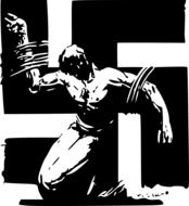 man tied swastika drawing