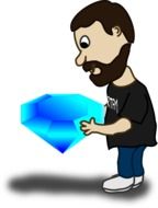 bearded man with a diamond drawing