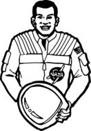 astronaut, smiling man with helmet, drawing