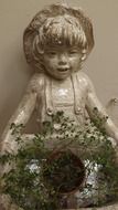 little girl figure, flowerpot, decoration