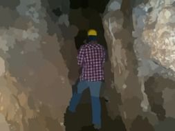 worker in an underground tunnel