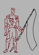 abstract warrior with flag down