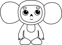 black and white drawing cheburashka