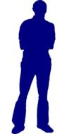 blue silhouette of a man on a white background