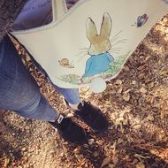 drawing of rabbit pattern on the bag