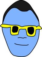 blue head in yellow framed sunglasses, illustration