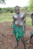 black man with hand prints on his body