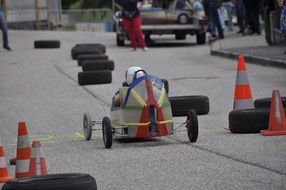 yellow sport child soapbox race