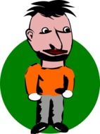 Drawing of a man on a green circle