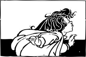 drawing of a cute baby kissing